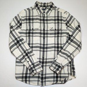 American Eagle Athletic Fit Black & White Button-Down Shirt Men's Size Medium